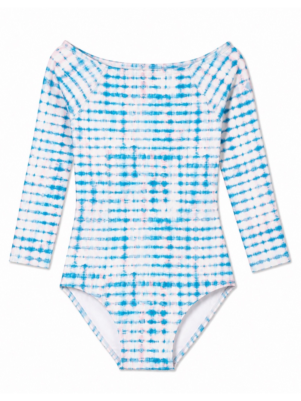 Raisins Girl Blue White & Pink Tie Dye Long Sleeve One Piece Swimsuit Size 12
